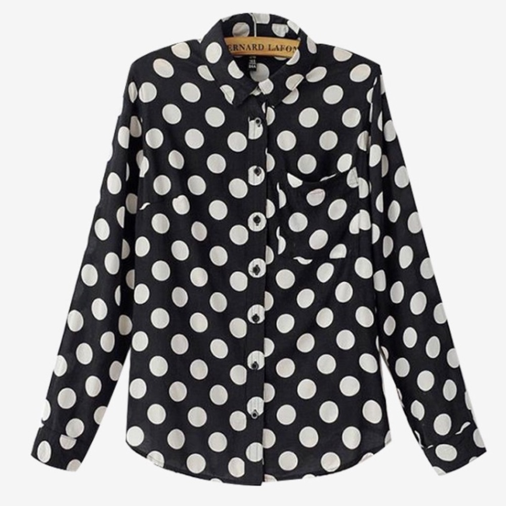 Black while polka dot shirt